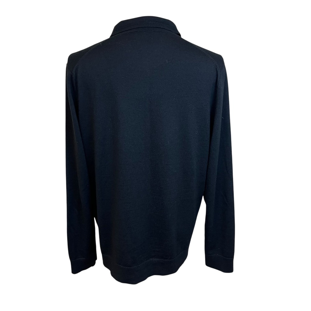 EXPRESS Black Merino Wool Blend Long Sleeve Polo Sweater Black Business Casual - Picture 3 of 14